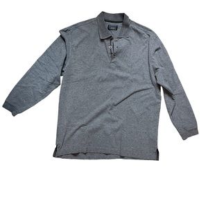 Men’s Gray Axis LA 3-button long sleeve Polo shirt, size M/M